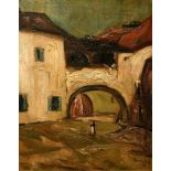Ruzicka-Lautenschlaeger, Hans (1862-1933) "Archway in Spitz" (Lower Austria) 1925, oil/canvas, sign