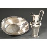 2 Pieces of Empire christening ware in plain façon with classical foliate frieze and engraved monog