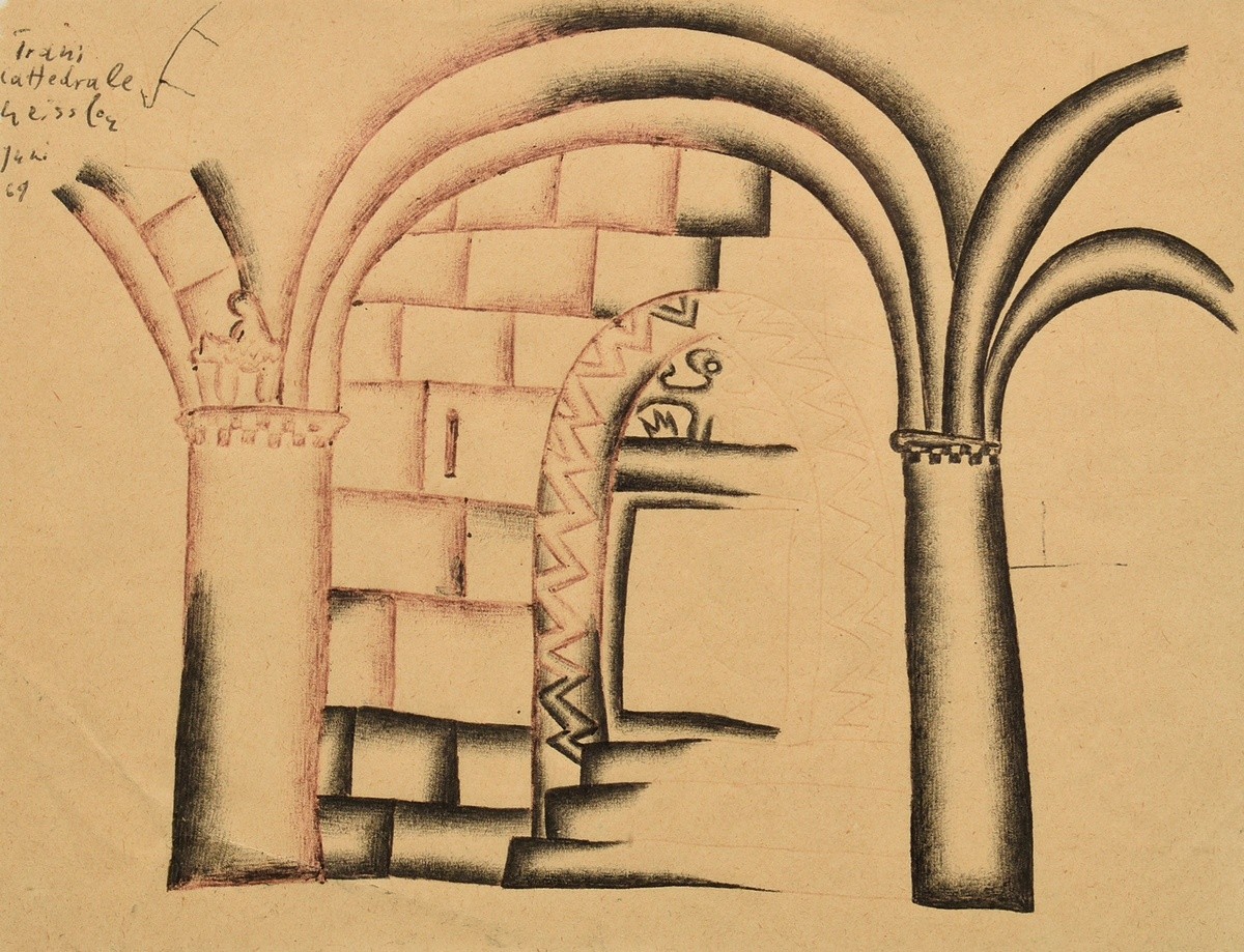 2 Leissler, Arnold (1939-2014) ‘Trani Cathedrale’ 1969 and ‘Rosette ohne Kopf’ 1965, pencil/coloure - Image 2 of 9