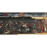 Unbekannter Künstler "Takegura nohara daikassen" (Große Schlacht im Militärlager), Farbholzschnitte