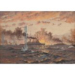 Lindemann-Fromel, Manfred Alfred (1852-1939) "Battle of the Skagerrak" 1916 (probably ship 'Schlesi