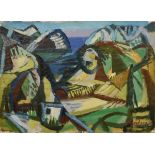 Bargheer, Eduard (1901-1979) "Gorge by the Sea" 1948, oil/paper, mounted on fibreboard, sign./dat. 