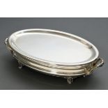 Oval silver-plated rechaud with two burners, France approx. 1900, 10.5x45x24.5cm