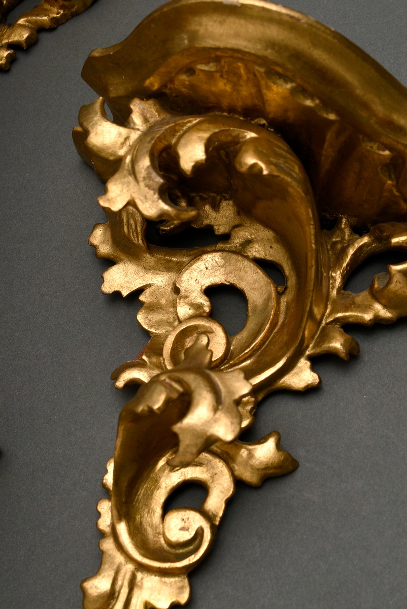 4 Various gilded wall brackets in Baroque style, Florence approx. 1900/1920, carved wood, h, 14-16. - Image 2 of 7