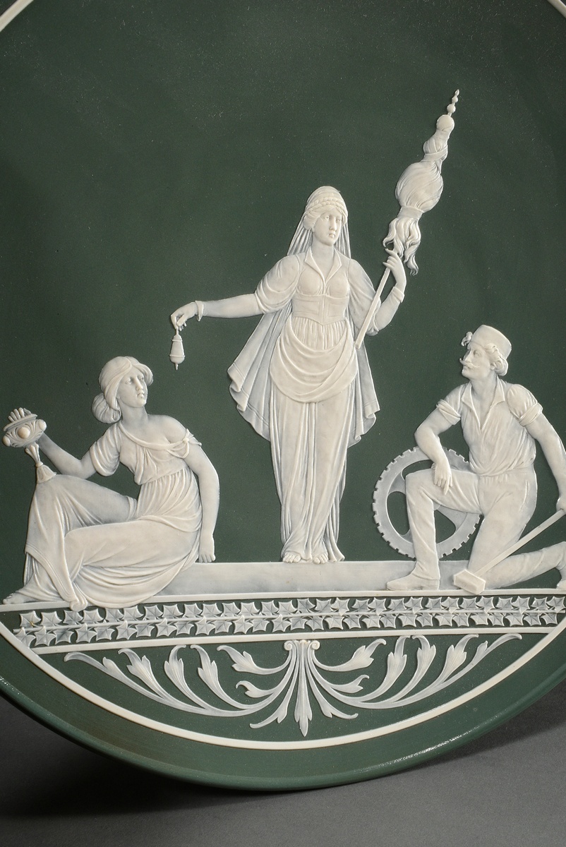 Villeroy & Boch large Phanolith Plate with Three Craft Allegories "Weaving, Industry and Goldsmiths - Image 4 of 7