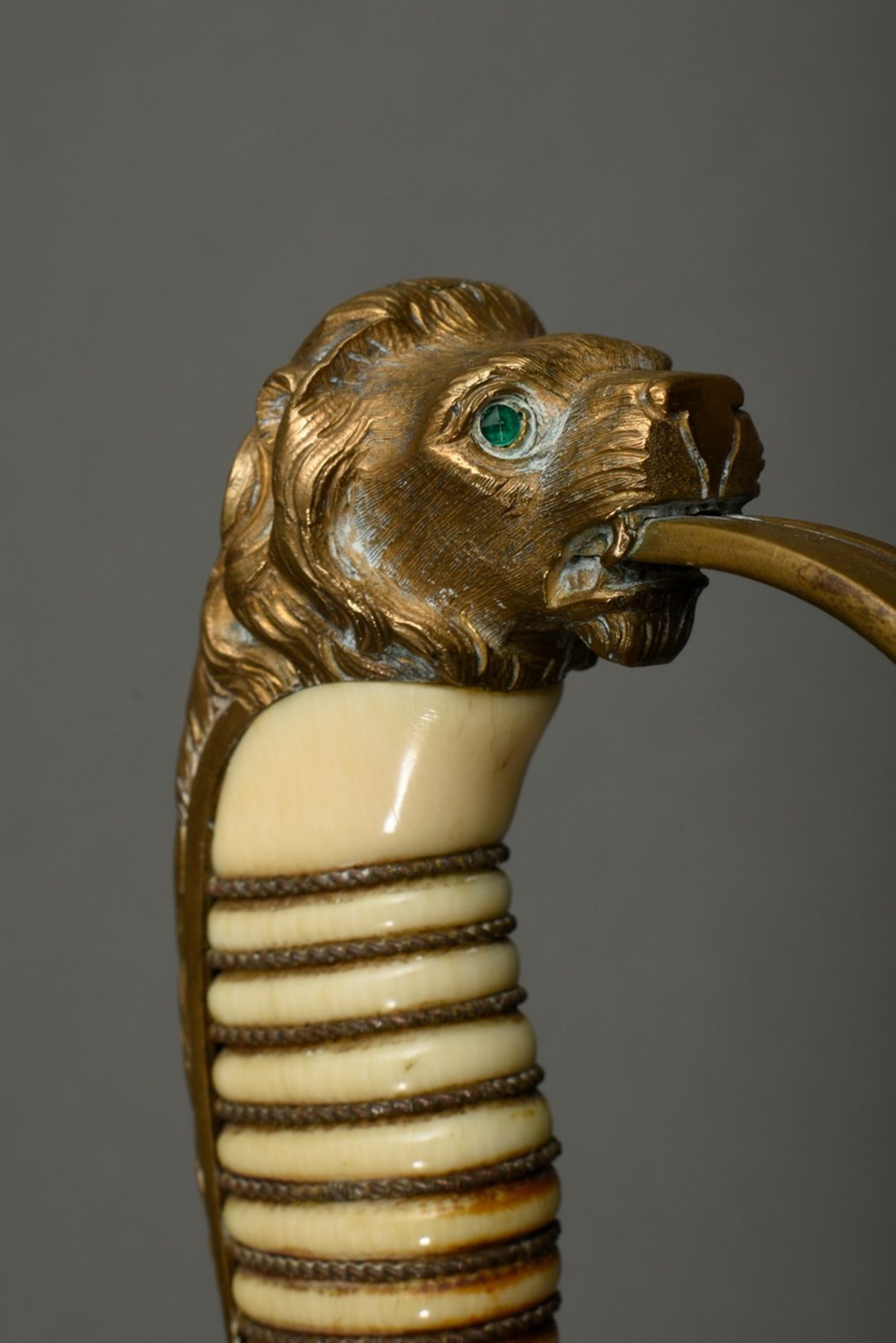 Prussian lion head sabre for the navy, bright damascus blade, maker's mark "W.K.&C." and two marks, - Image 16 of 17