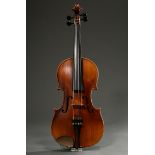 German violin, 1st half of the 20th century, without label, medium-aged top, split and partially fl