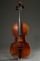 Deutsche Geige, 1. Hälfte 20.Jh., ohne Zettel, mitteljährige Decke, geteilter und partiell geflammt