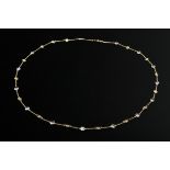 Long yellow gold 585 necklace with moonstone cabochons and flower elements, 18.1g, l. 83cm