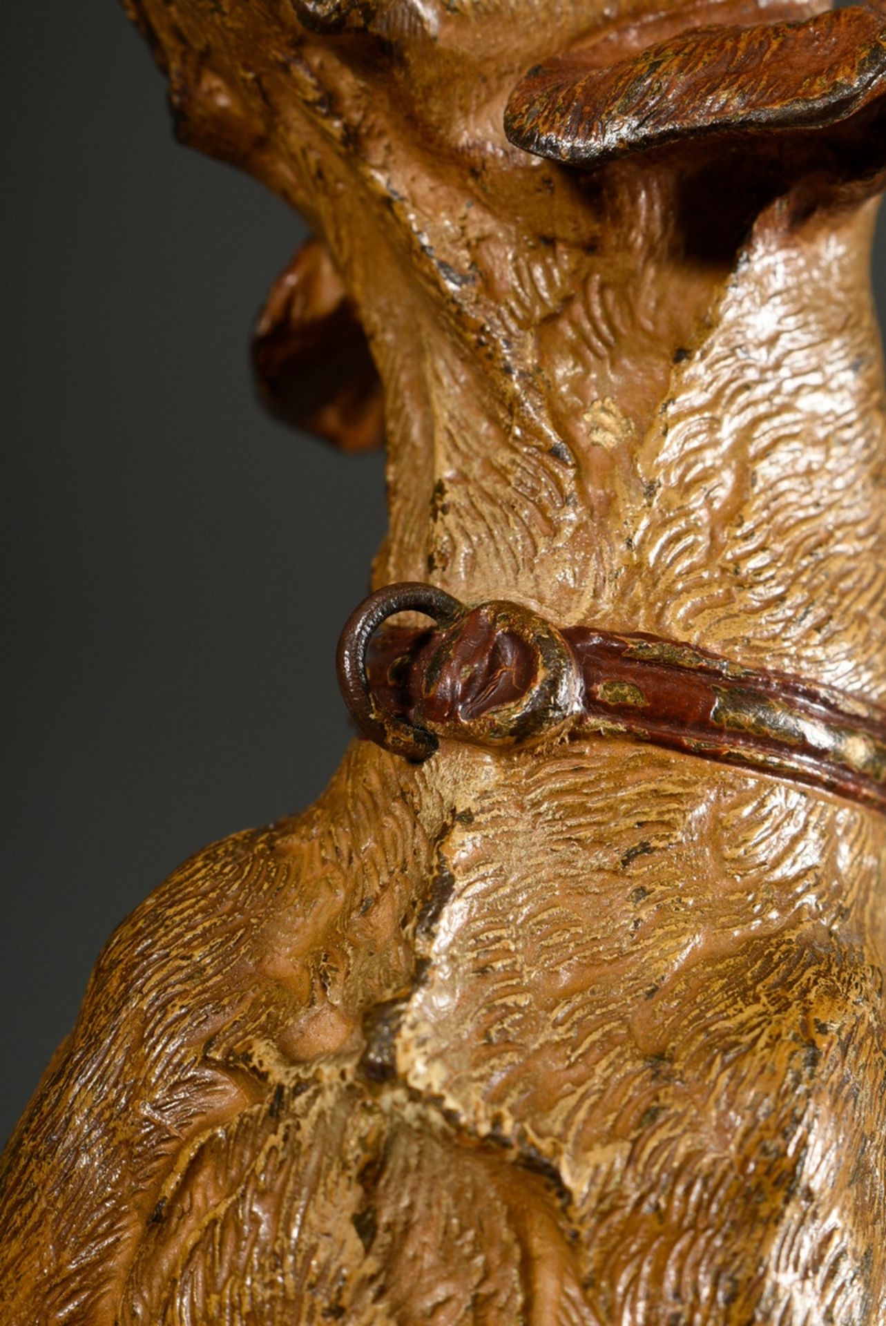 Großer Wiener Bronze Jagdhund "Schweißhund mit Halsband", um 1900, am Bauch bez.: "Geschützt", wohl - Bild 7 aus 8