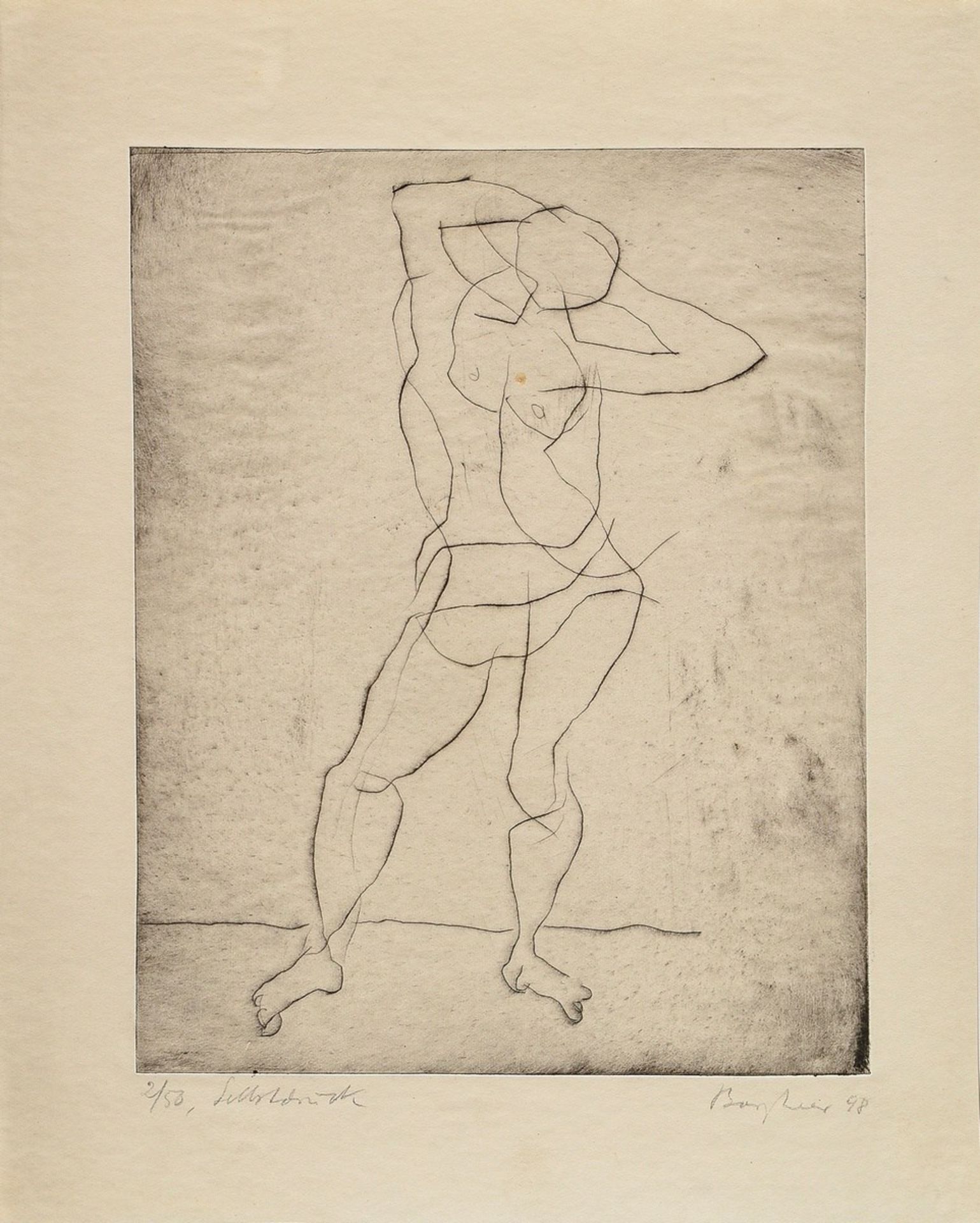 Bargheer, Eduard (1901-1979) ‘Figure’ 1948, etching, 2/50, sign./dat./num./inscr. below, PM 27.5x21 - Image 2 of 3