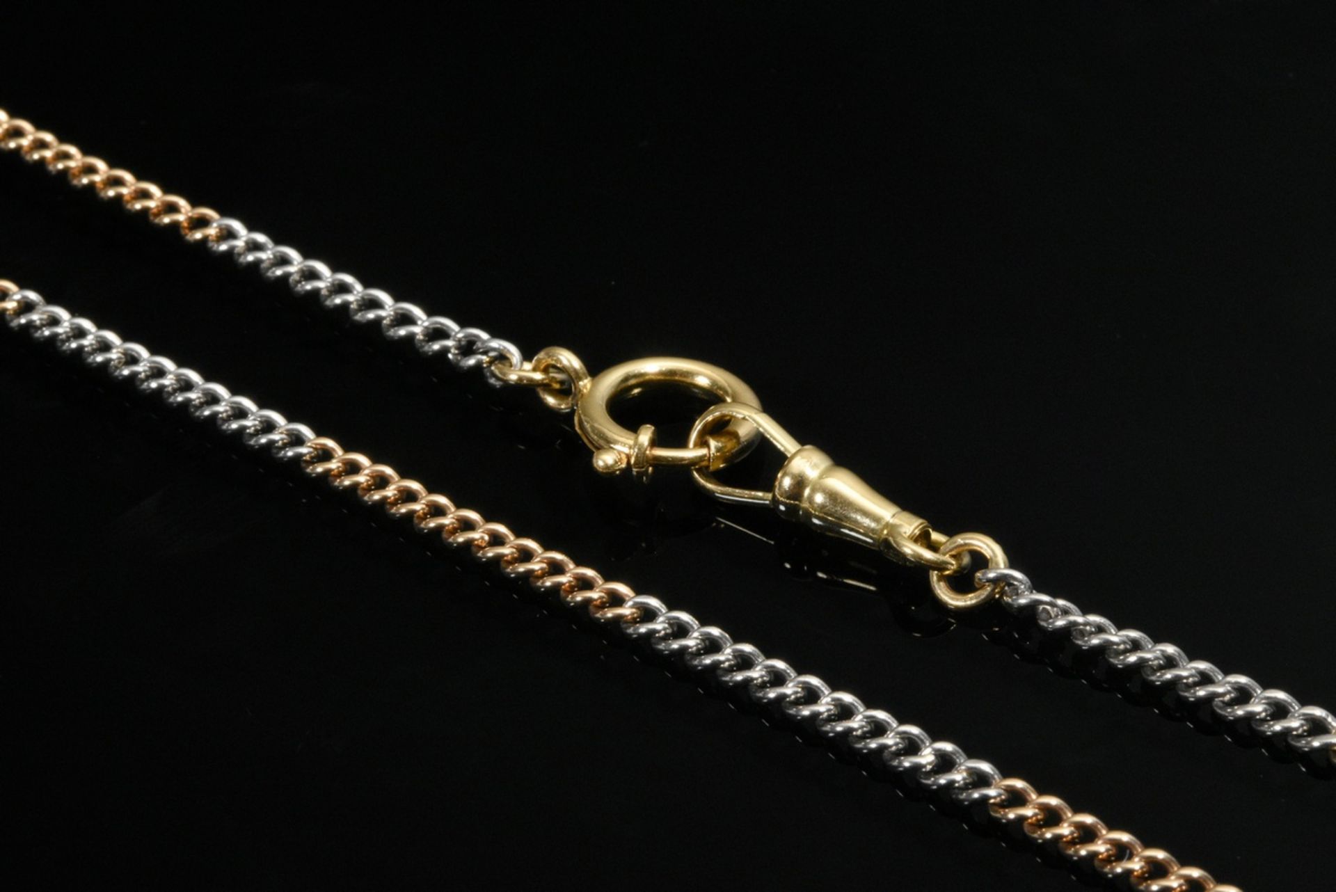 Bicolor white and yellow gold 750 round curb necklace with spring ring, 20.7g, l. 54.5cm - Image 2 of 2
