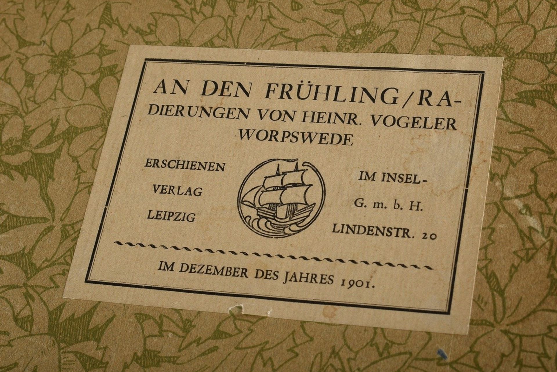 Vogeler, Heinrich (1872-1942) "An den Frühling" 1899/1901, Mappe mit 10 Radierungen und Vorblatt, P - Bild 2 aus 25