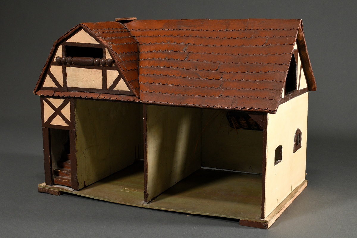 Children's toy "Farm", approx. 1920/1930, consisting of: coloured painted stable building with hipp - Image 10 of 11