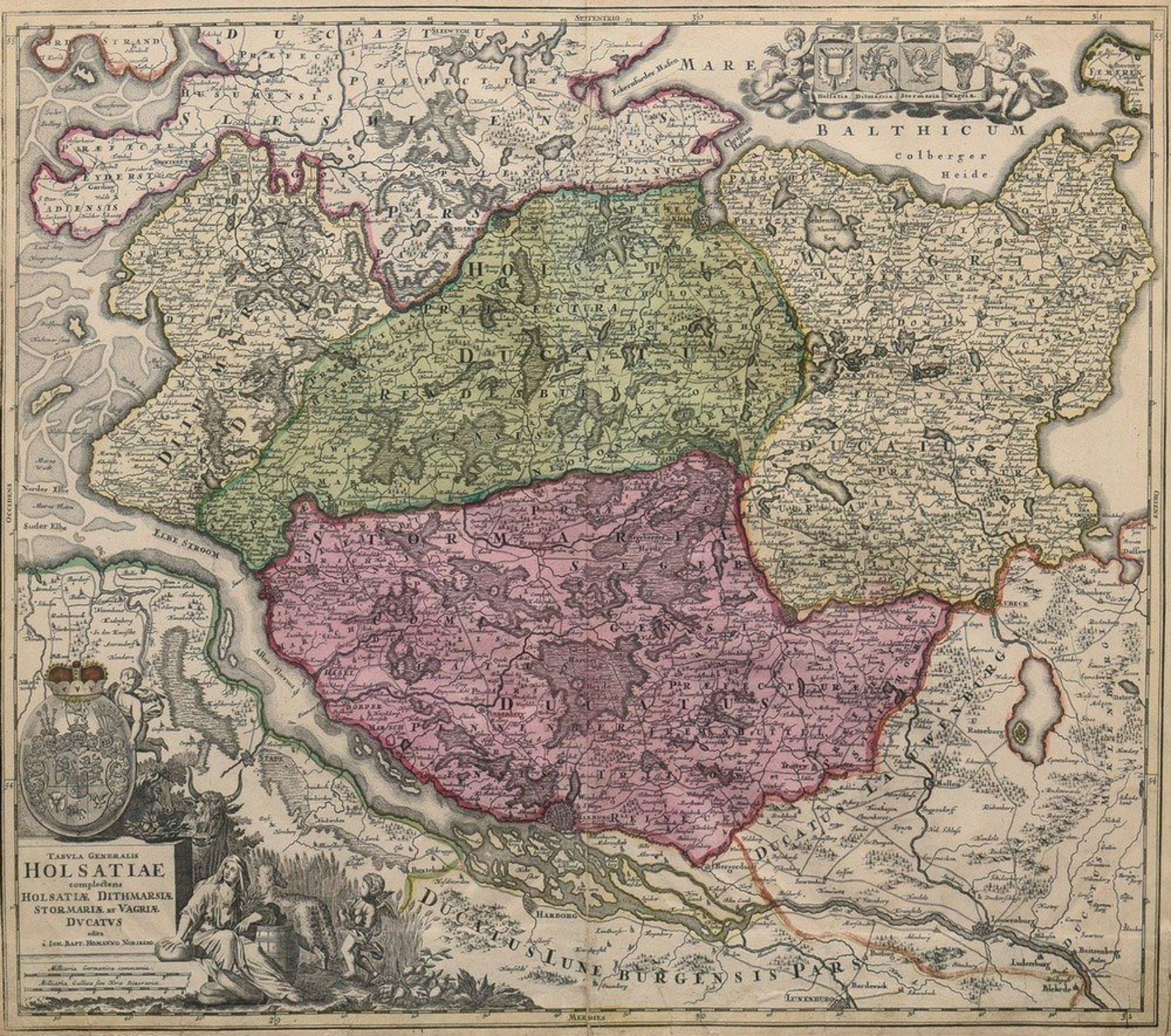 Homann, Johann Baptist (1664-1724) "Tabula generalis Holsatiae complectens..." (Karte von Holstein 