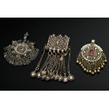 3 Various Afghan amulet containers and pendants, containers can be opened, partly pierced with vari