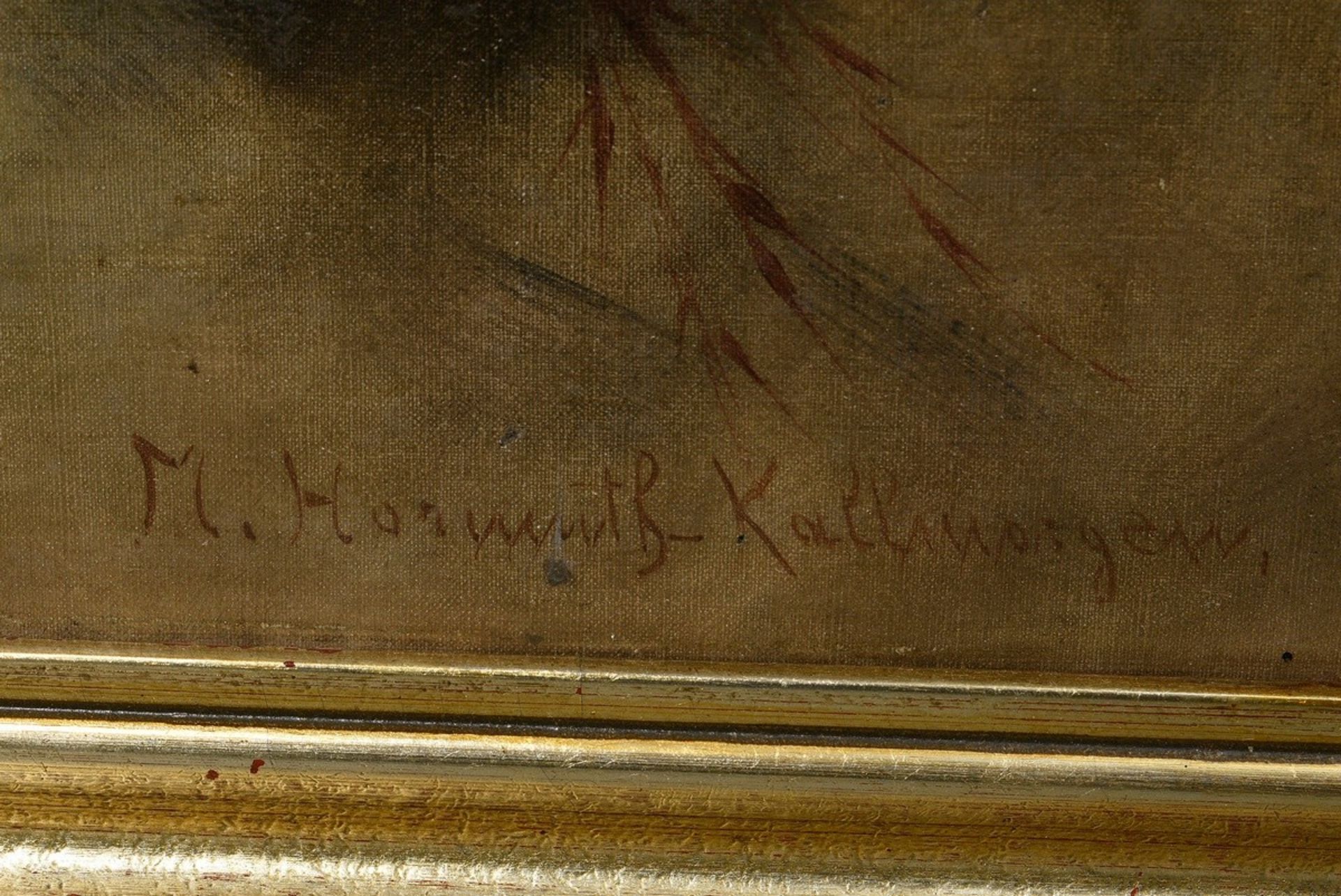 Hormuth-Kallmorgen, Margarethe (1858-1916) "Blumenstilleben", Öl/Leinwand, u.r. sign., 58,5x38,5cm  - Bild 3 aus 3