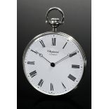 Chopard silver 800 Tail watch, hand-wound with fluted coin edge, white enamel dial, Roman numerals 