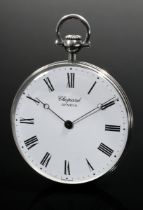 Chopard Silber 800 Frackuhr, Handaufzug mit geriffeltem Münzrand, weißem Emaille Zifferblatt, römis