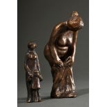 2 Maetzel, Monika (1917-2010) Figures "Female Nude Dressing" and "Mother and Child" 1979, patinated
