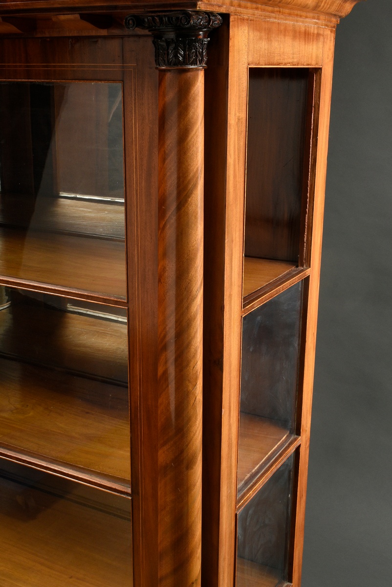 Biedermeier display cabinet in classical form, three-sided glazed body with full columns on the sid - Image 5 of 10