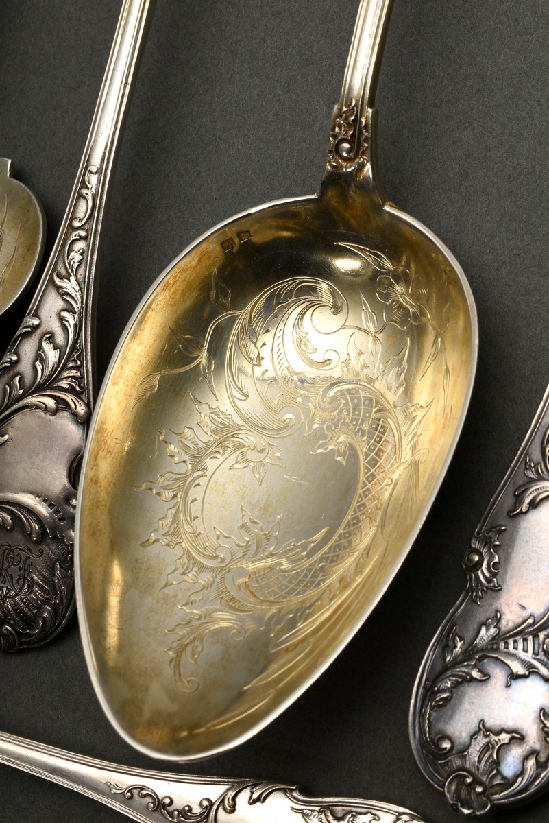 195 Pieces Neo-Rococo cutlery with rocailles and alloy monogram ‘RJH’, silver 800, 8420g (o. knives - Image 13 of 21