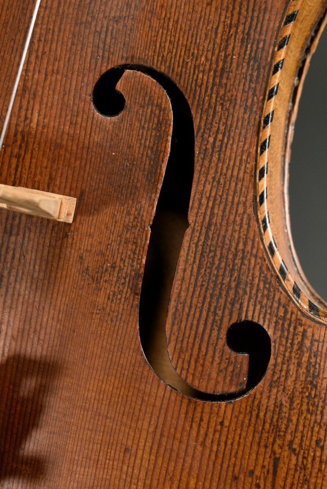 Historicizing violin, German, c. 1900, without label, one-piece back, surrounding checker band, hol - Image 7 of 11