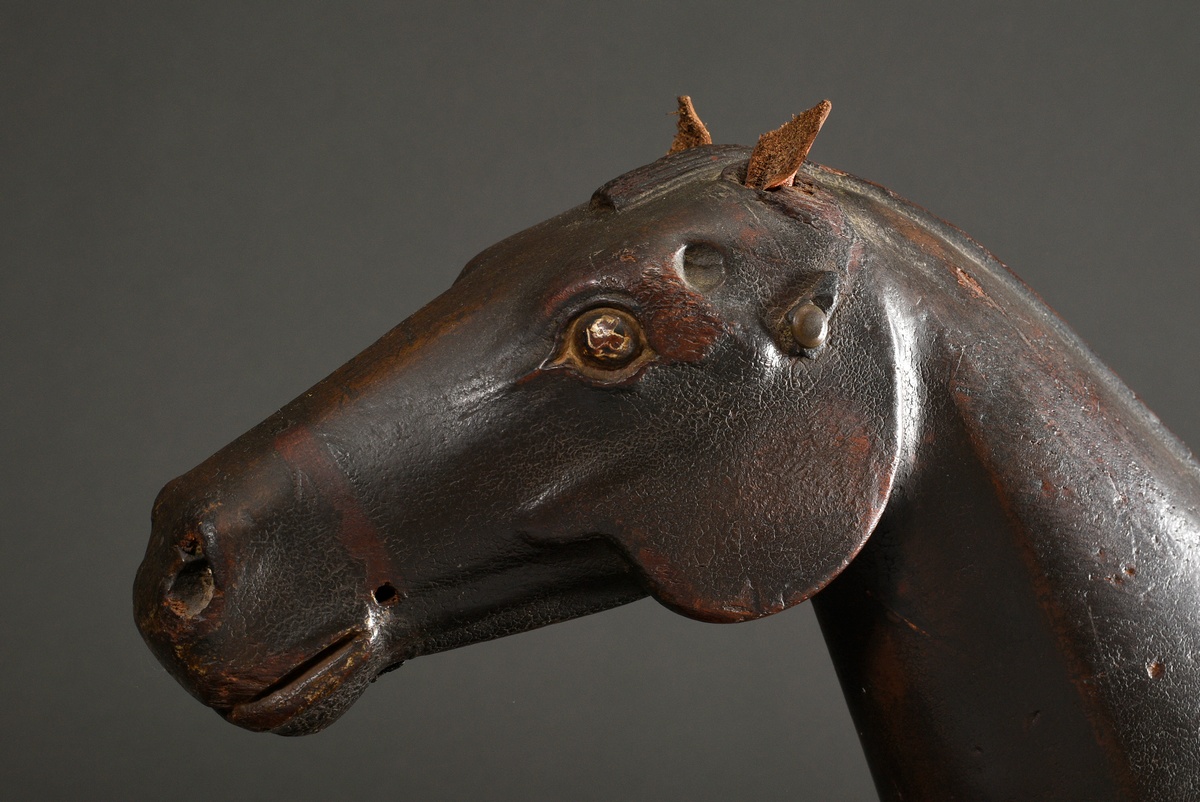 Drawing model ‘Galloping horse’, wood painted with leather ears and remains of the bridle, 19th cen - Image 17 of 20