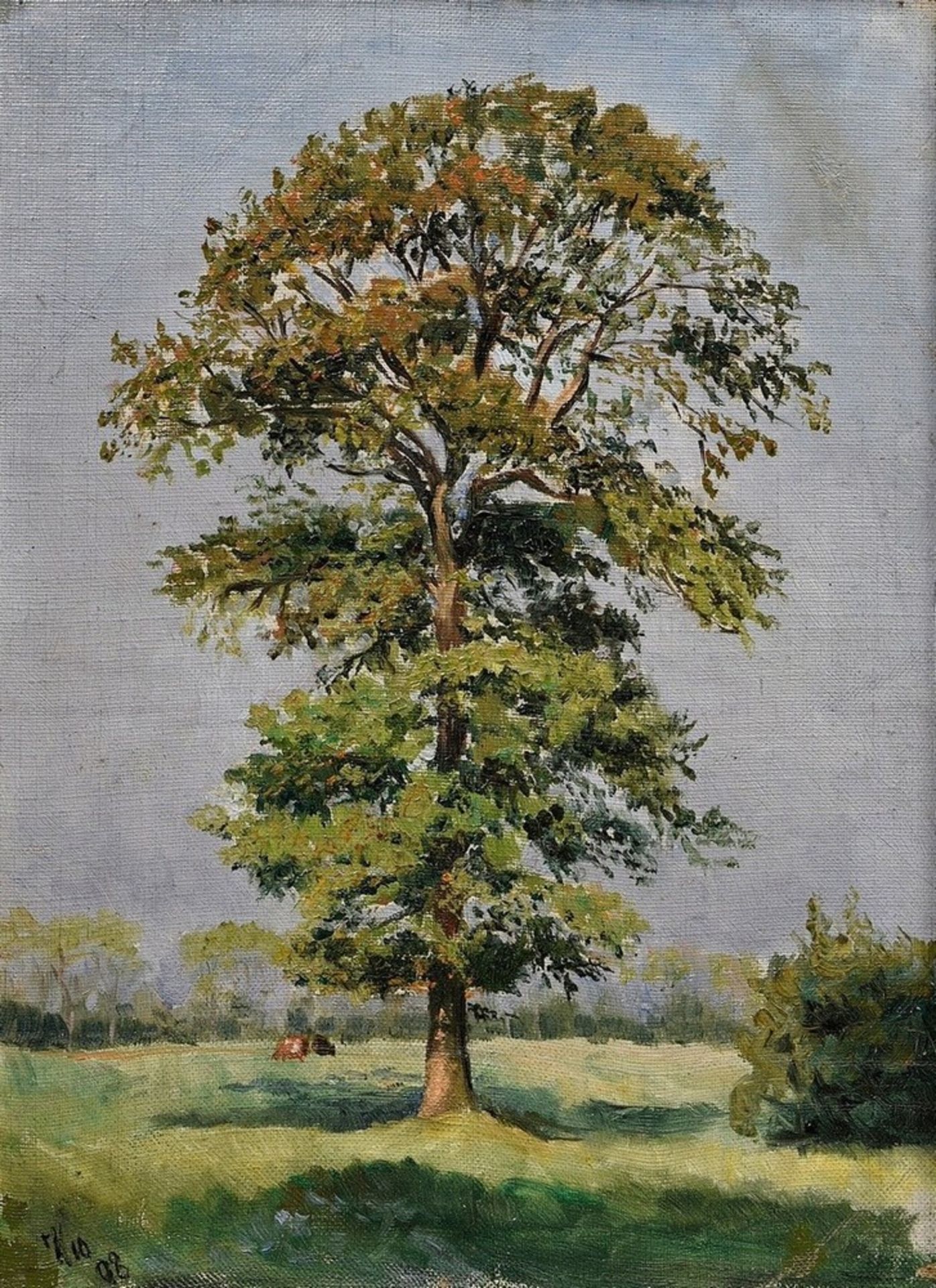 Reuss-Löwenstein, Harry (1880-1966) "Solitary Tree" 1908, oil/canvas mounted on wood, dat./inscr. l