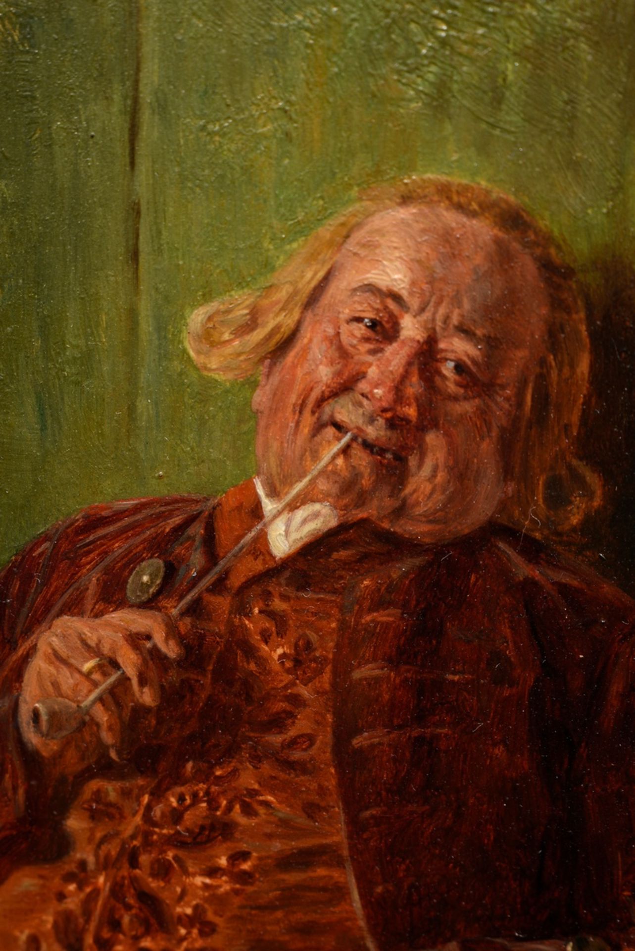 Löwith, Wilhelm (1861-1931) "Pipe smoker", oil/wood, sign. t.l., magnificent frame (min. defects),  - Image 3 of 4