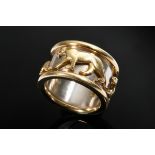 Cartier bicolor gold 750 ring "Walking Panther", signed and numbered, 12.2g, size 50