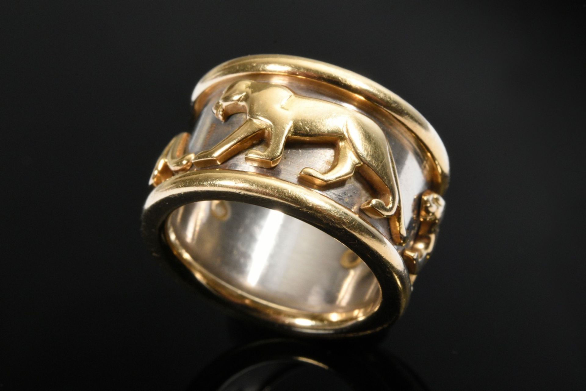Cartier Bicolor Gold 750 Ring "Walking Panther", signiert und nummeriert, 12,2g, Gr. 50