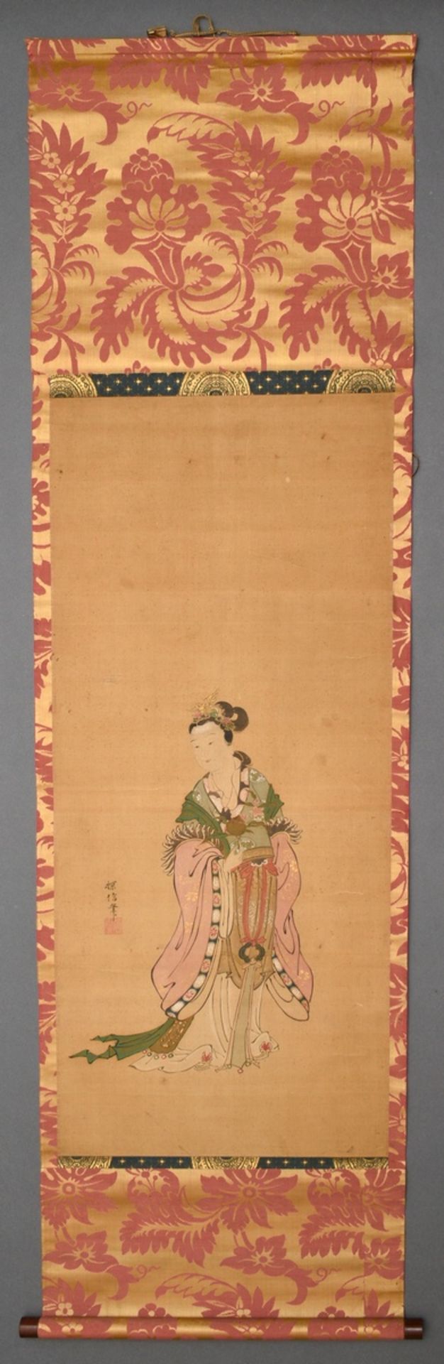 Japanese scroll painting "Seiobo, the Queen Mother of the West waits for a message", ukiyo-e painti