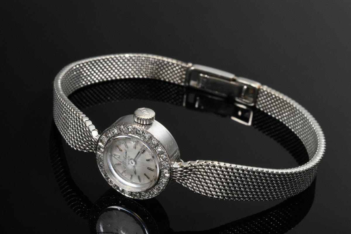 White gold 750 wristwatch with octagonal diamond bezel (total approx. 0.26ct/IF/TW), 22.6g, l. 17cm