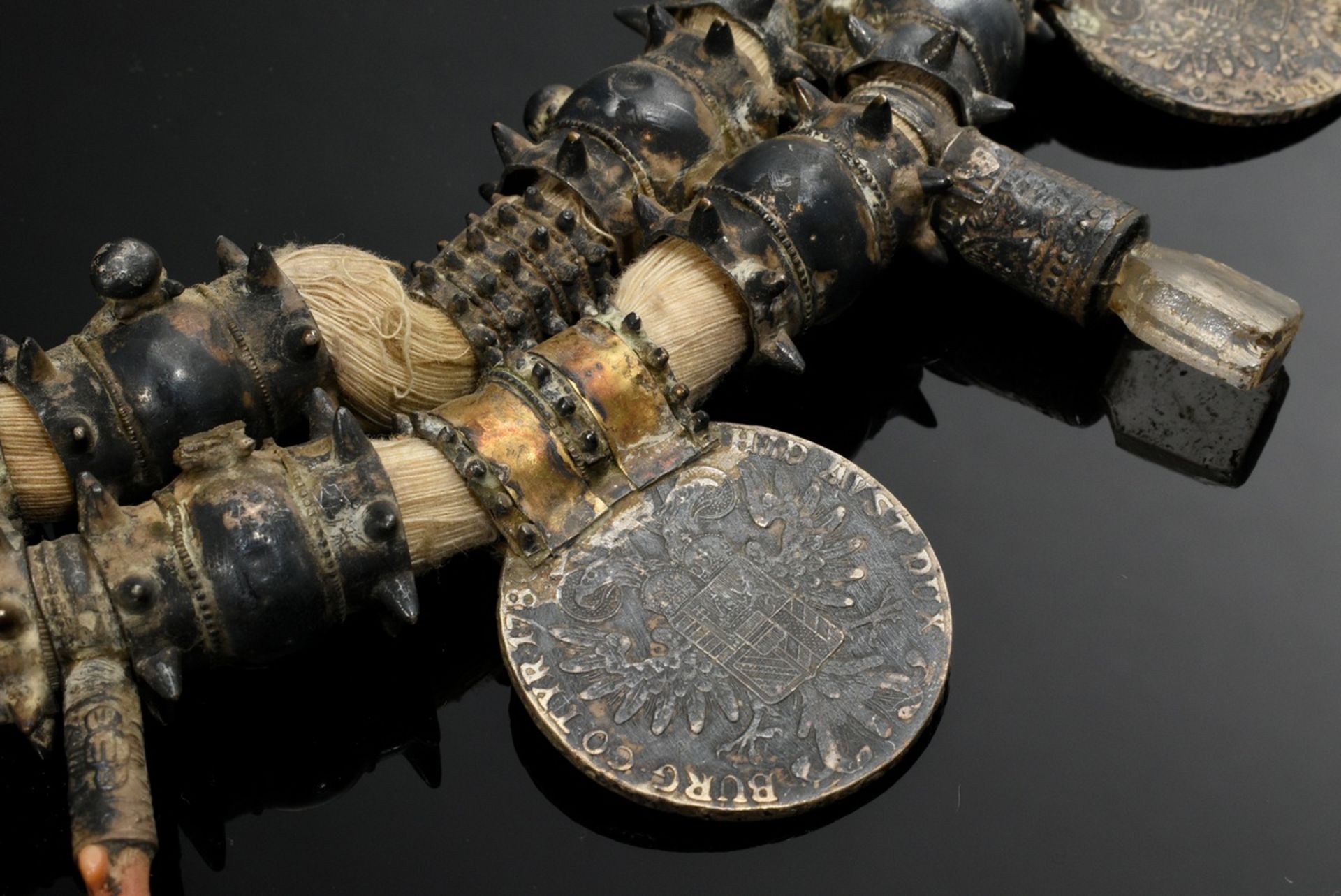 2 Various necklaces "Hirz" or "Sumpt", Oman Wahiba sand Bedouins, large spiked beads with Maria The - Image 8 of 14