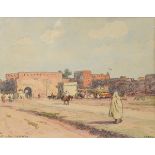 Broca, Alexis Louis de (1868-1948) "Porte D'Asni - Marrakech" 1936, watercolour/pastel crayon, pape