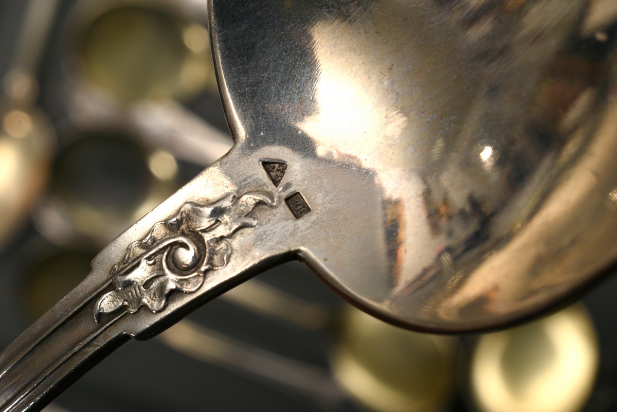 195 Pieces Neo-Rococo cutlery with rocailles and alloy monogram ‘RJH’, silver 800, 8420g (o. knives - Image 17 of 21