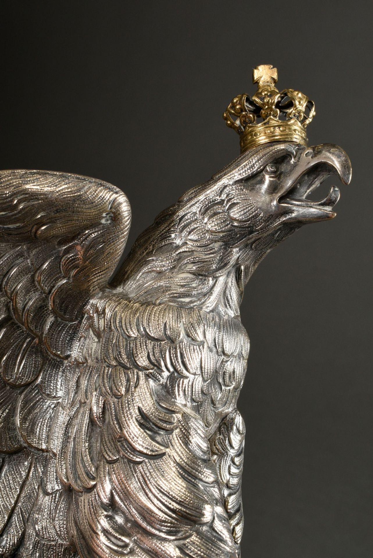 Wilhelmine eagle with German imperial crown in finely chiselled design, approx. 1880/1900, silver-p - Image 4 of 8