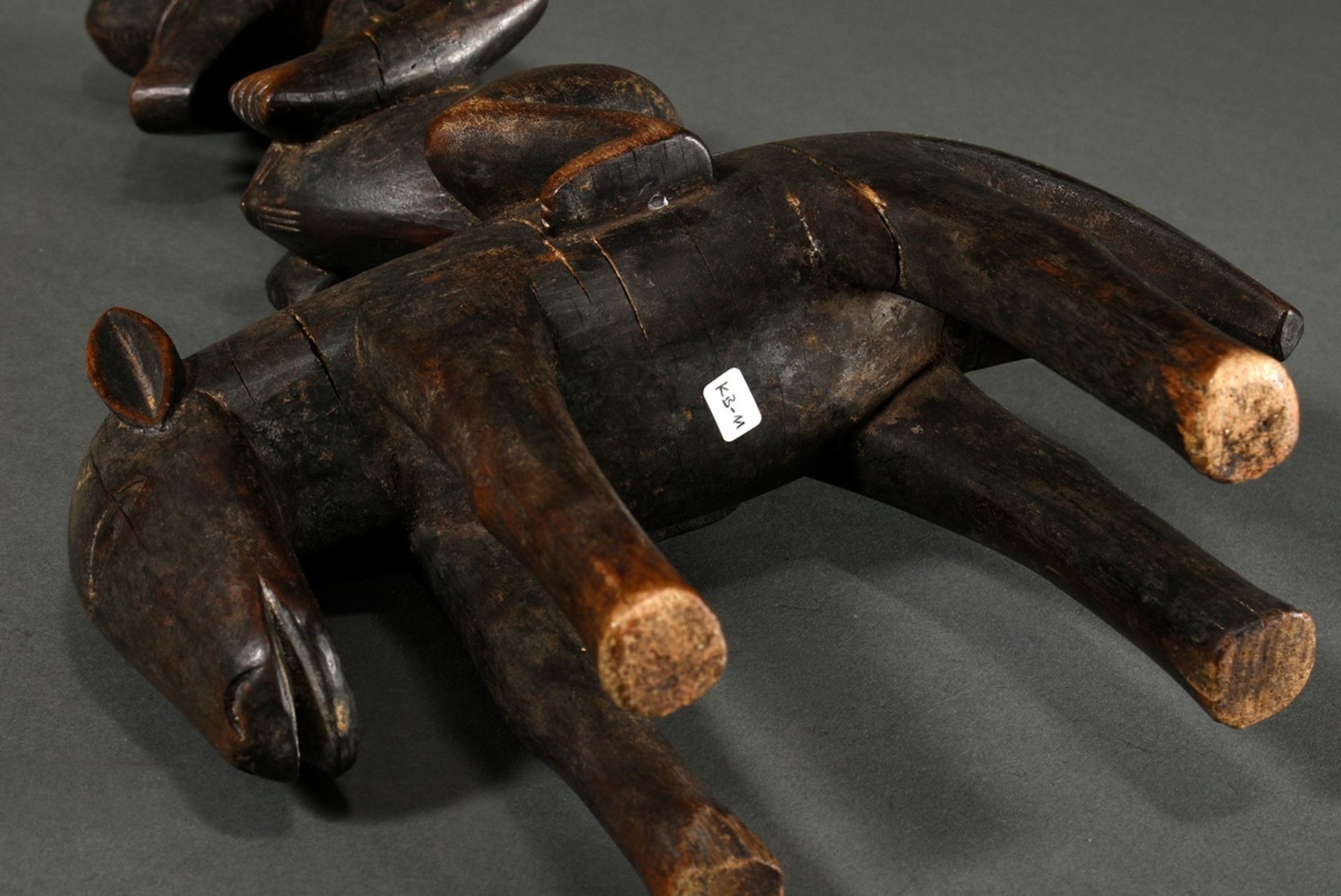 Reiter Figur im Stil der Senufo, West Afrika/ Elfenbeinküste, 2. Hälfte 20.Jh., H. 44cm, Alters- un - Bild 12 aus 13