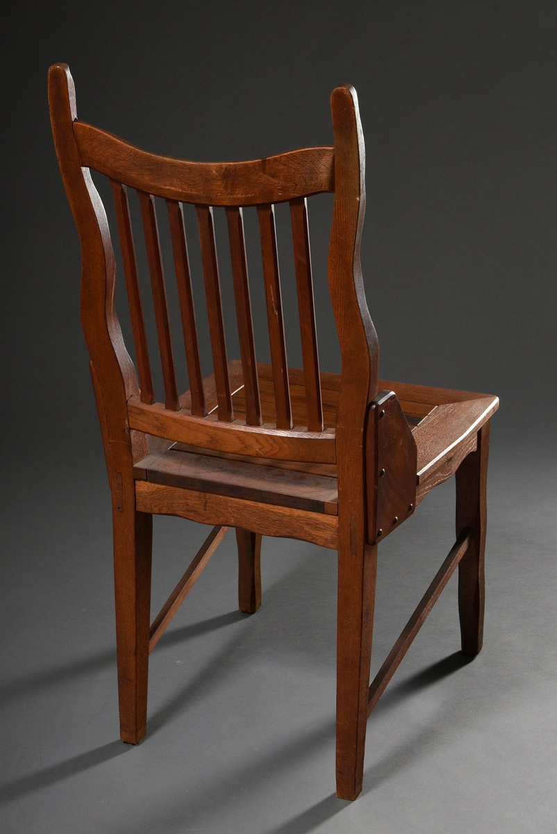 Pair of expressionist chairs with curved backrests and straight struts and parquetted seat, polygon - Image 5 of 6