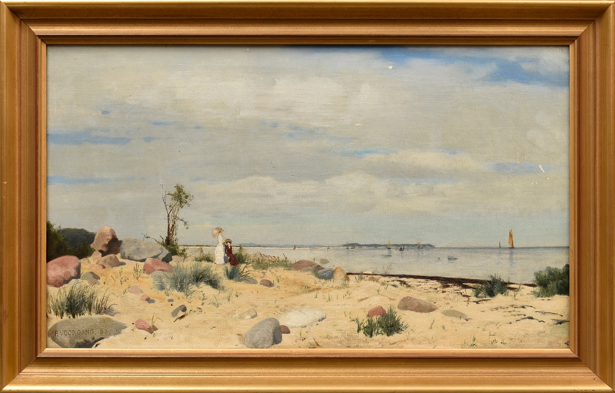 Vorgang, Paul (1860-1927) "Beach Walk" 1883, oil/canvas, sign./dat. lower left, 30.5x50.5cm (w.f. 3 - Image 2 of 5