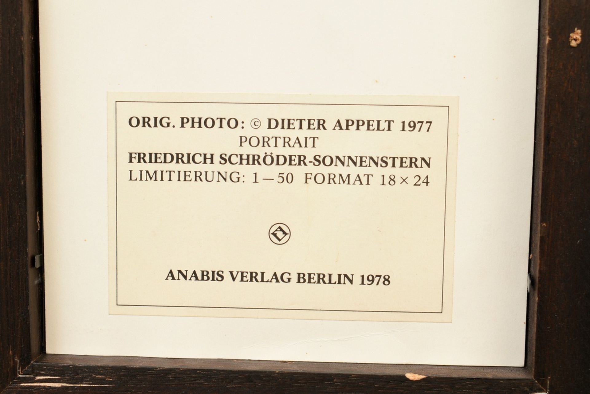 Appelt, Dieter (*1935) "Portrait Friedrich Schöder-Sonnenstern" 1977, 32/50, u. im Druck sign./dat. - Bild 3 aus 3