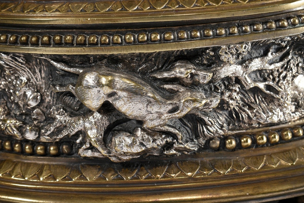 Moigniez, Jules (1835-1894) brass lidded casket with a half-sculptural hunting game on the wall and - Image 5 of 7