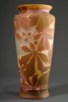 Sehr große Jugendstil Gallé Vase in konischer Balusterform mit rosé-hellbraunem Überfang und "Kasta