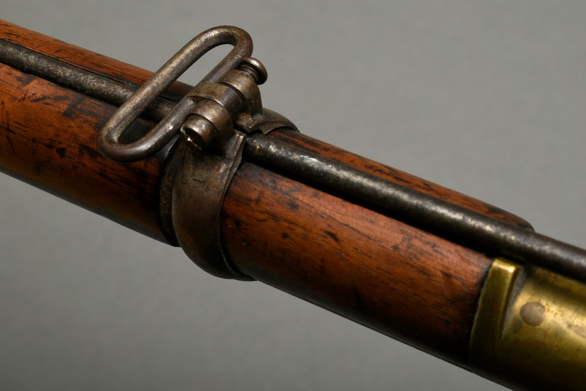 Percussion rifle, marked "Dresse. Ancion Laloux & Cie A Liege", walnut full stock, brass and iron,  - Image 10 of 14