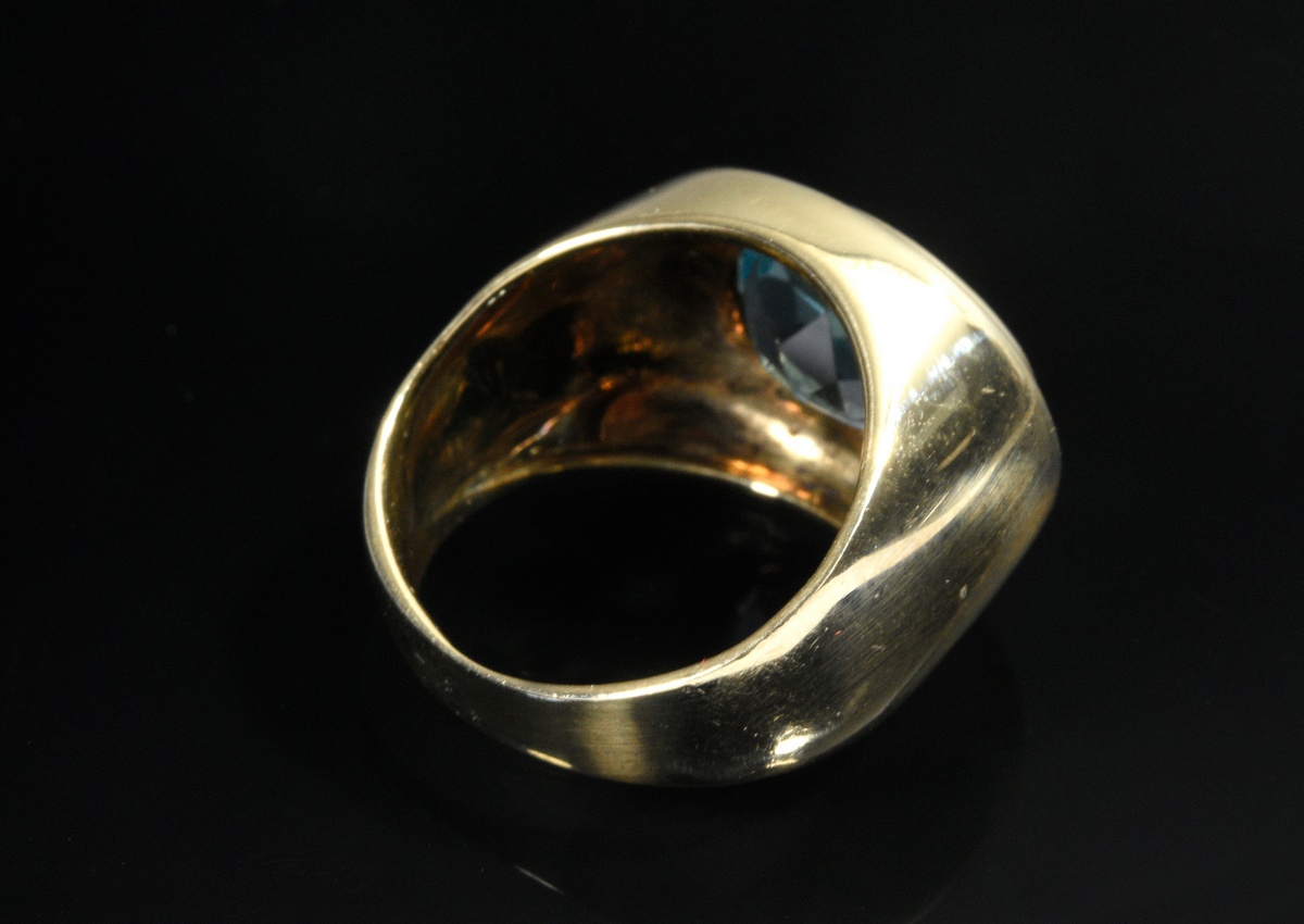 Modern yellow gold 585 band ring with oval topaz (13x8.9mm), 8.97g, size 52.5 - Image 4 of 4