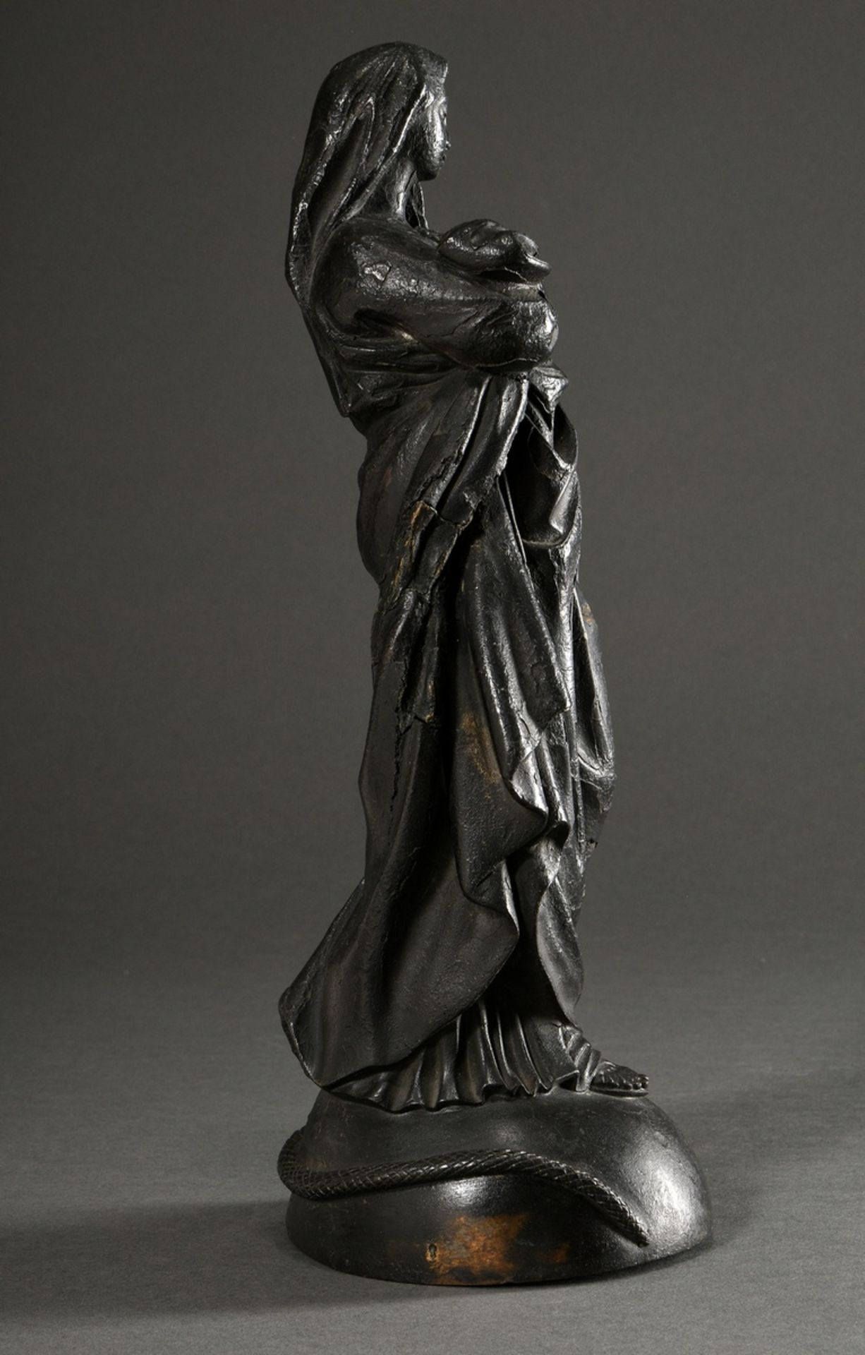 Metallguss "Maria Immaculata" im niederländischen Stil des 17.Jh., H. 31cm, diverse Beschädigungen - Bild 2 aus 11