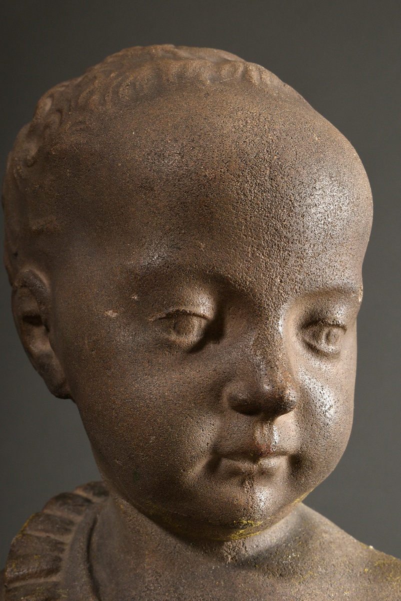 Sandstone bust on round base "King Henry IV of France as a boy" after Germain Pilon (c. 1525-1590), - Image 2 of 7