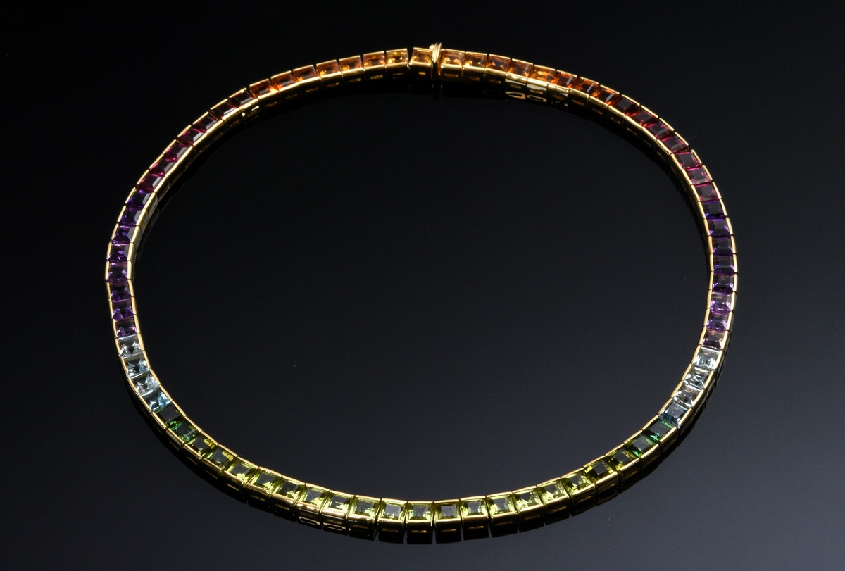 H. Stern yellow gold 750 rainbow necklace with amethysts, topazes, tourmalines, peridots, citrines 