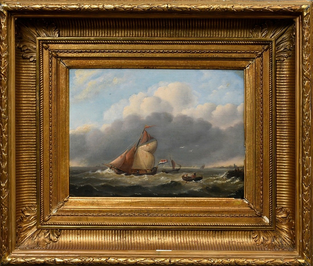 Hulk, Abraham I (1813-1897) "Dutch sailor off the coast", oil/wood, bottom right signed, magnificen - Image 2 of 4